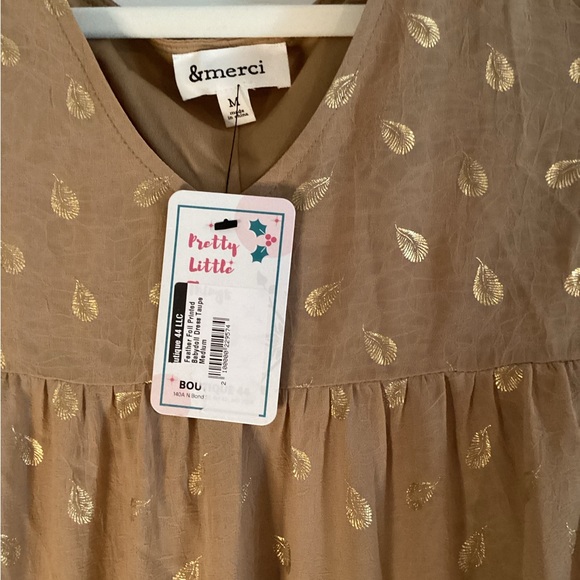 Merci Dress with gold leaf pattern - Picture 2 of 4